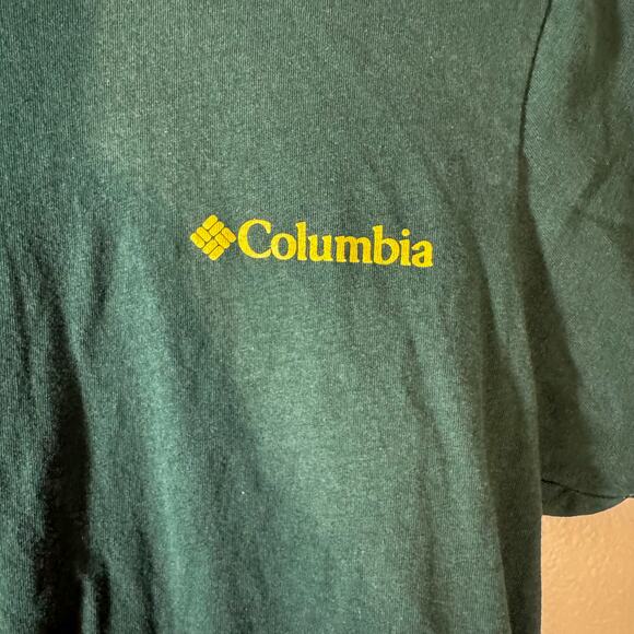 Columbia Sportswear Graphic Tee | Forest Green Retro Mountain Logo Size Men's S - Picture 3 of 5
